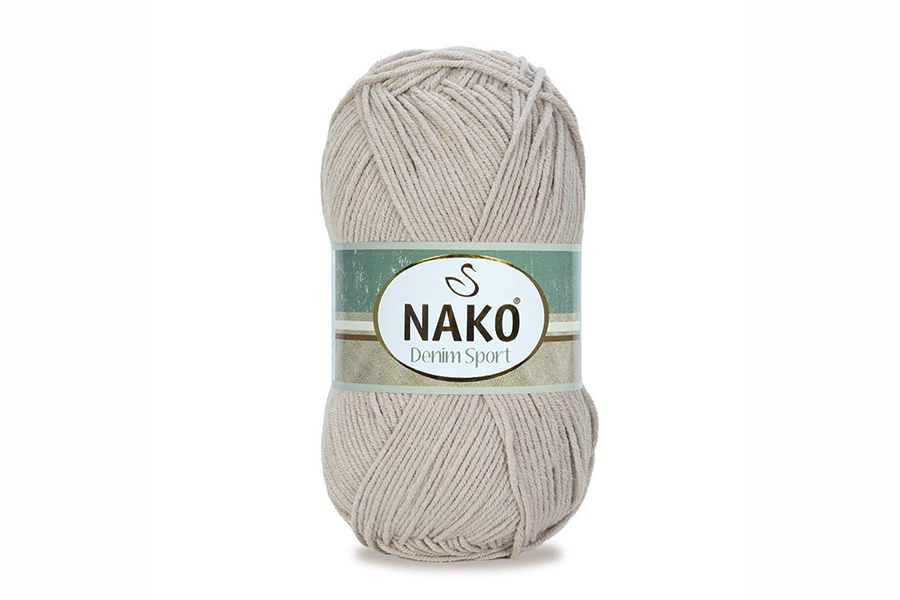 Пряжа NAKO Denim sport бавовна 60%, акрил 40% бежевий світлий 265м(100гр) 01199