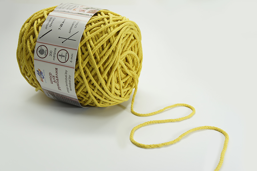 Шнур 6.0 мм для рукоділля Лента жовтий