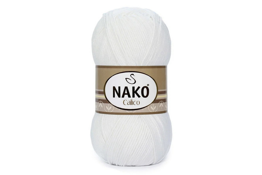 Пряжа NAKO Calico бавовна 50%, акрил 50% білий 245м(100гр) 00208