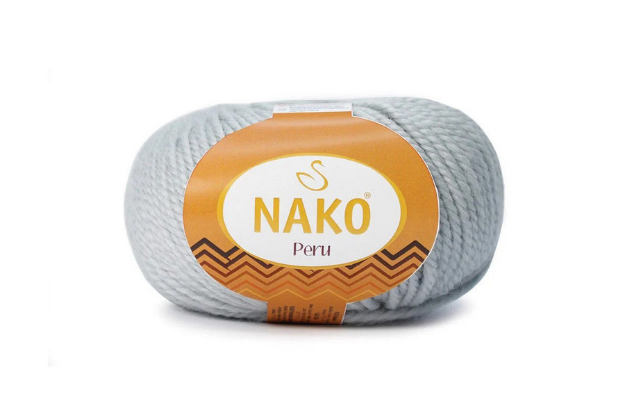 Пряжа NAKO Peru вовна 25%, альпака 25%, акрил 50% блакитний сірий 130м(100гр) 03985