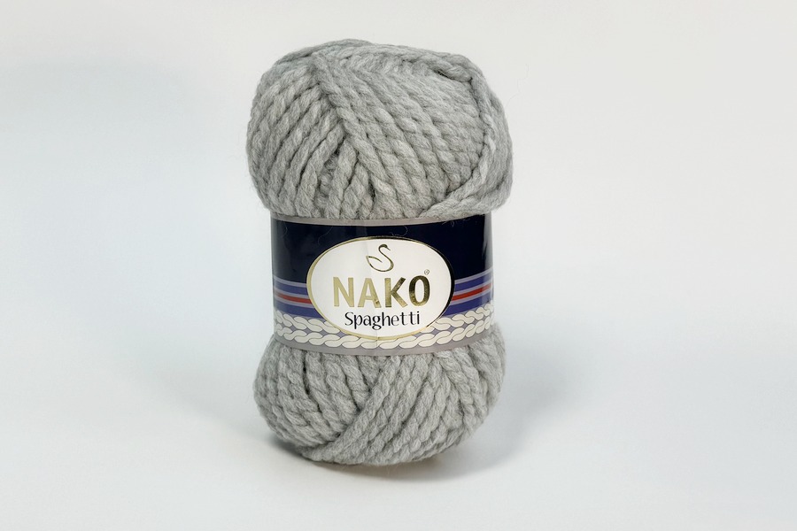 Пряжа NAKO Spaghetti вовна 25%, акрил 75% сірий світлий 60м(100гр)