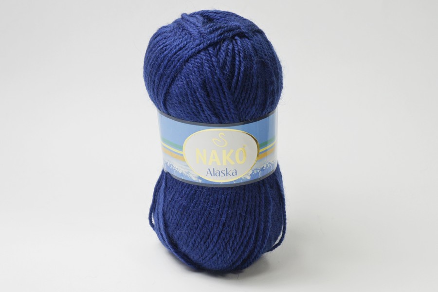 Пряжа NAKO Alaska вовна 15%, мохер 5%, акрил 80% синій 200м(100гр) 01250