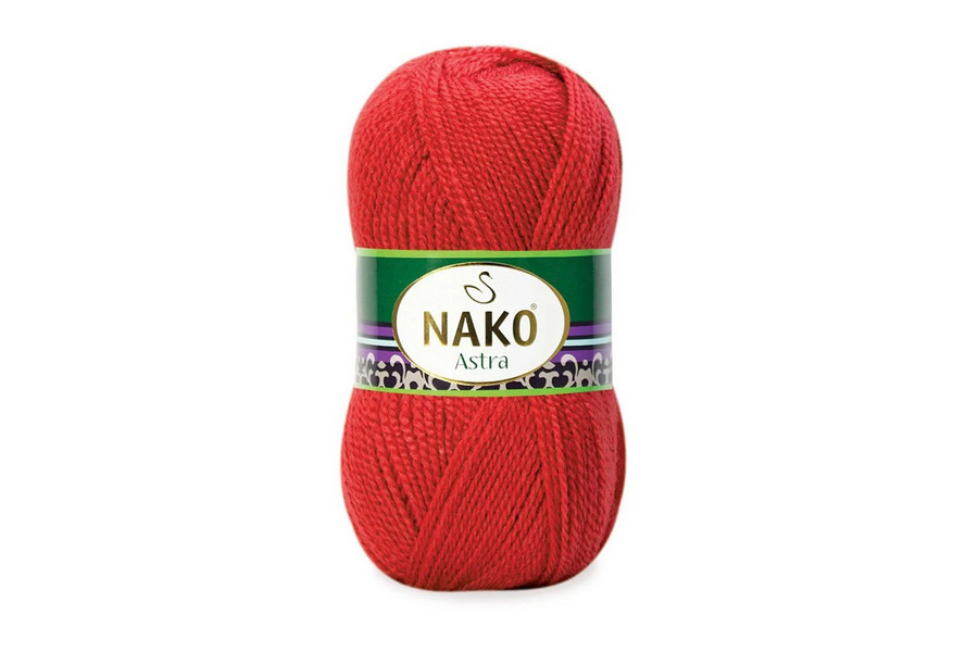 Пряжа NAKO Astra акрил 100% червоний 330м(100гр) 00207