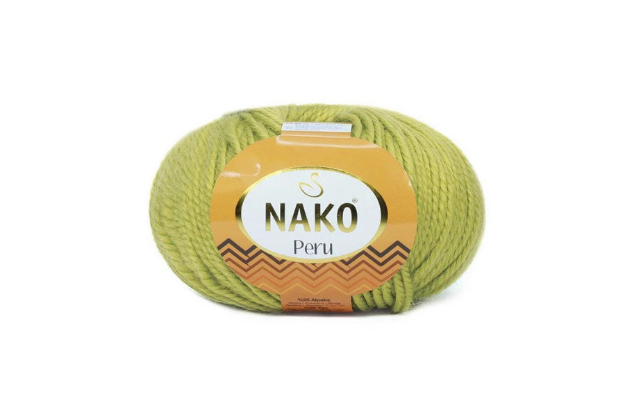 Пряжа NAKO Peru вовна 25%, альпака 25%, акрил 50% зелений грушевий світлий 130м(100гр)