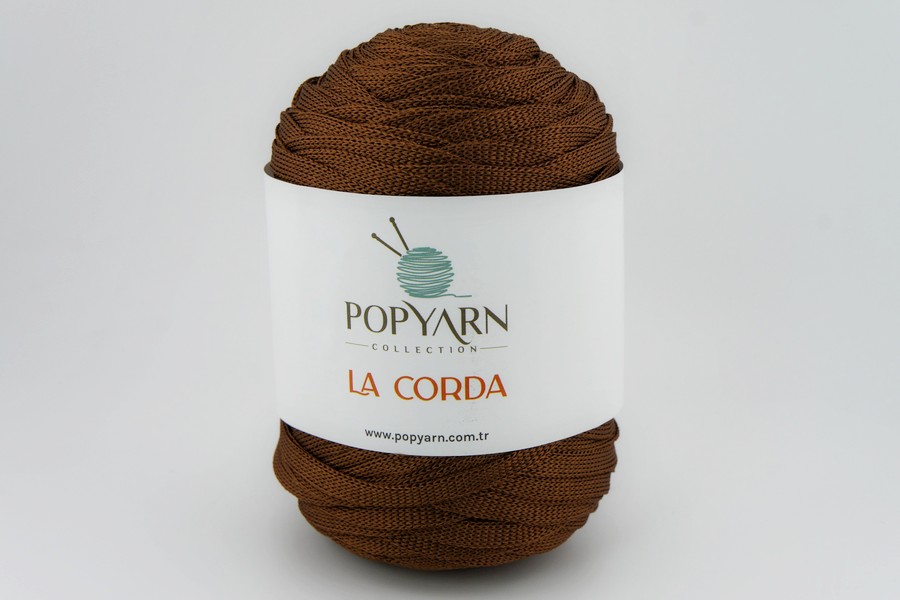 Пряжа POPYARN La Corda шнур поліестер 100% шоколадний 100м(250гр)