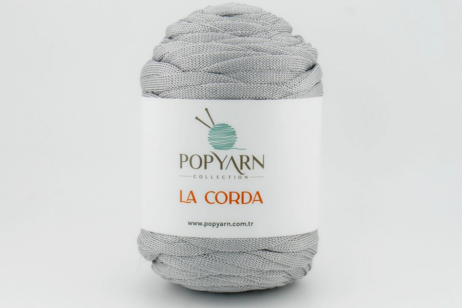 Пряжа POPYARN La Corda шнур поліестер 100% сірий 100м(250гр) B-1195-1246