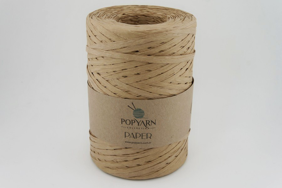Рафія POPYARN папір перероблений 100% бежевий золотистий 360м(250гр)