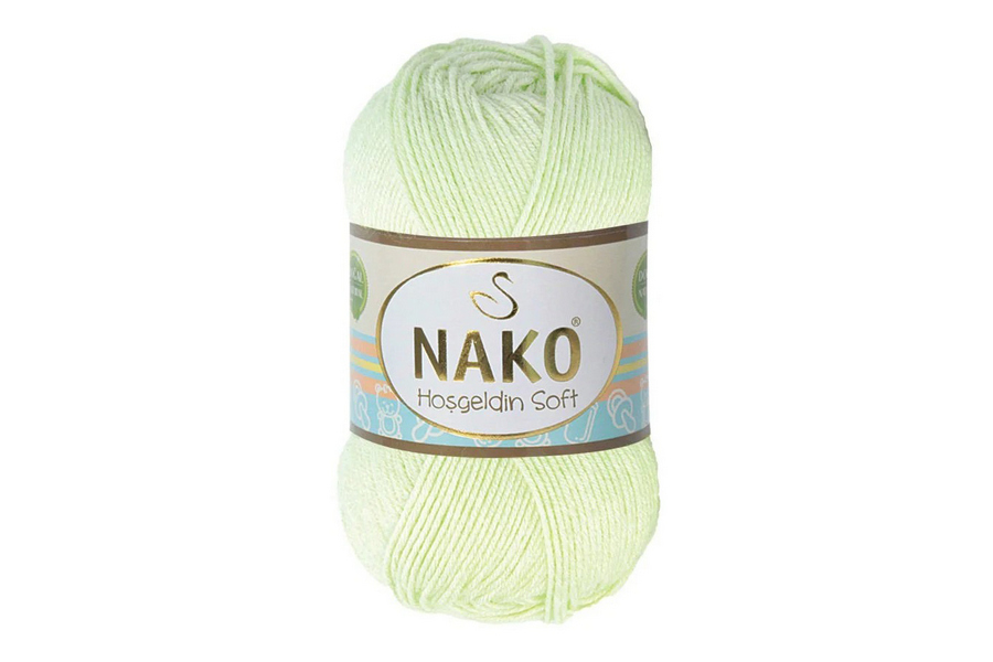 Пряжа NAKO Hosgeldin soft бамбукове волокно 60%, поліамід 40% салатовий яскравий 230м(100гр) 10559
