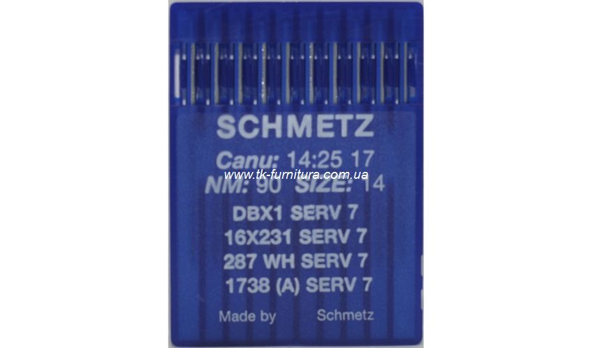 Голки універсальні № 90 SCHMETZ з тонкою колбою, кругле стандартне вістря №90 DBx1-SERV7