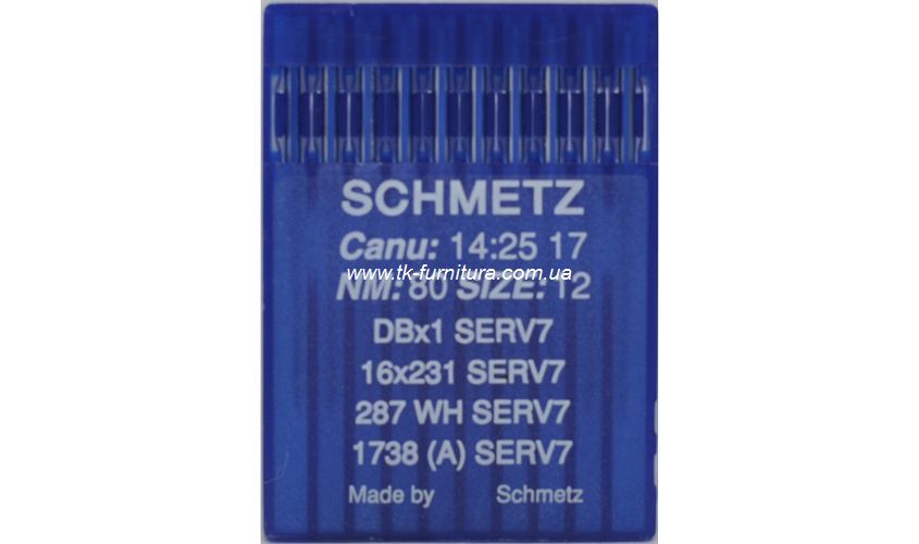 Голки універсальні № 80 SCHMETZ з тонкою колбою, кругле стандартне вістря №80 DBx1-SERV7