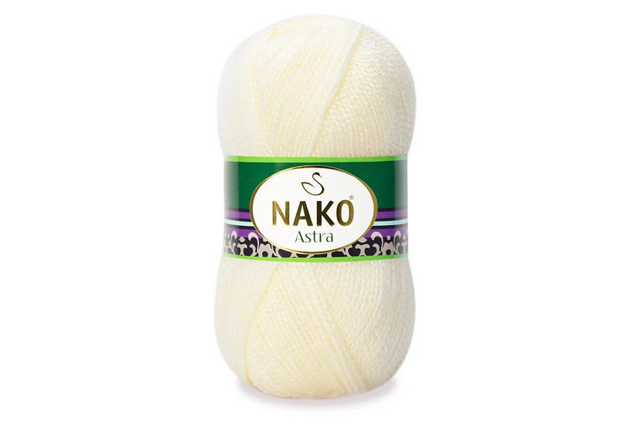 Пряжа NAKO Astra акрил 100% молочний 330м(100гр) 03403