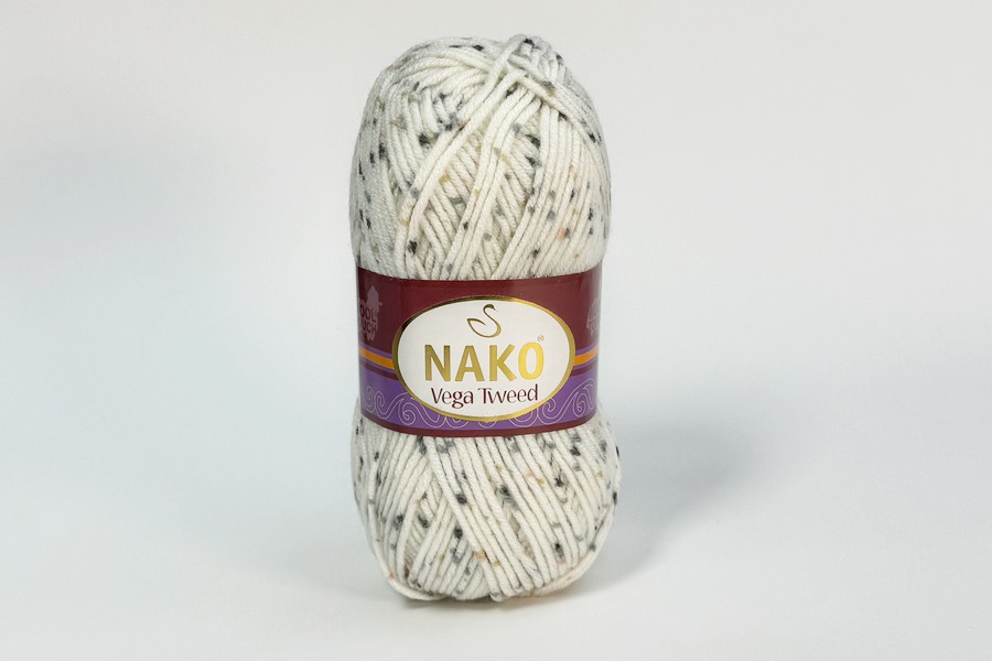 Пряжа NAKO Vega Tweed акрил 100% білий 195м(100гр) 31752