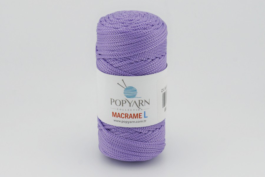 Пряжа POPYARN Macrame L шнур поліпропілен 100% бузковий світлий 90м(100гр) 437