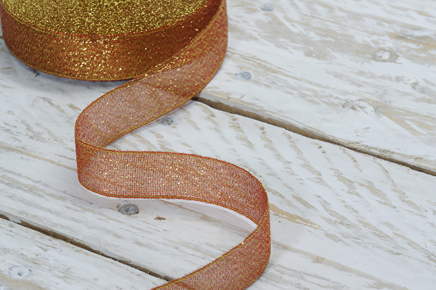 Стрічка люрекс 24 мм MH червоний 6106-3014-24-3336/gold