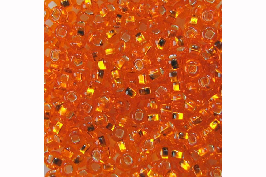 Бісер Preciosa 97000 №10 прозорий срібляста серединка абрикосовий темний 2,3 мм