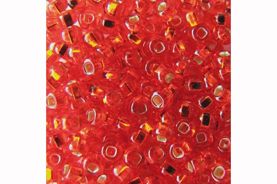 Бісер Preciosa 97050 №10 прозорий срібляста серединка оранжевий темний 2,3 мм