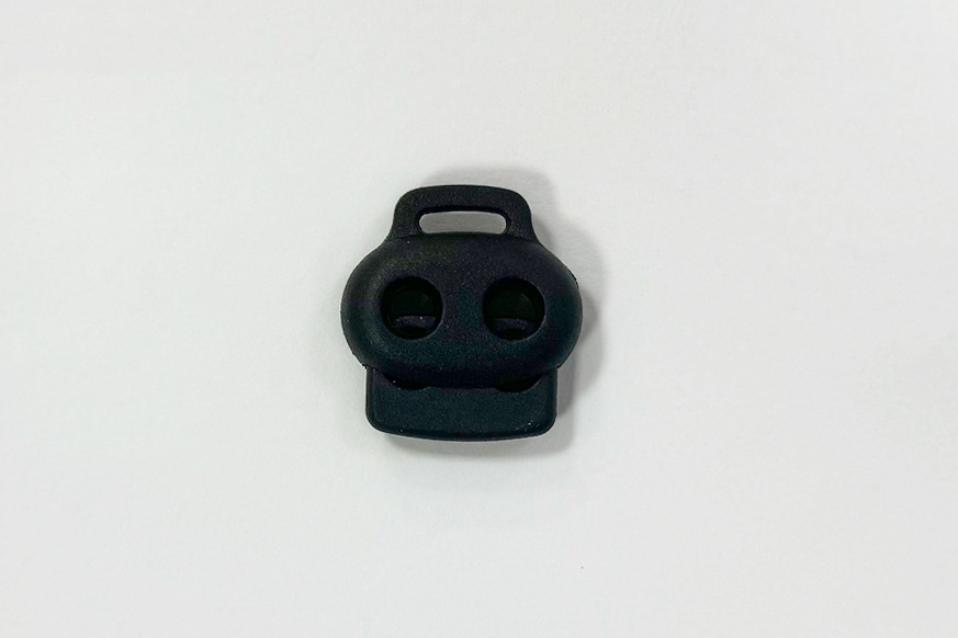 Фіксатор для шнура 25х24 мм нейлон MH подвійний, пришивний чорний