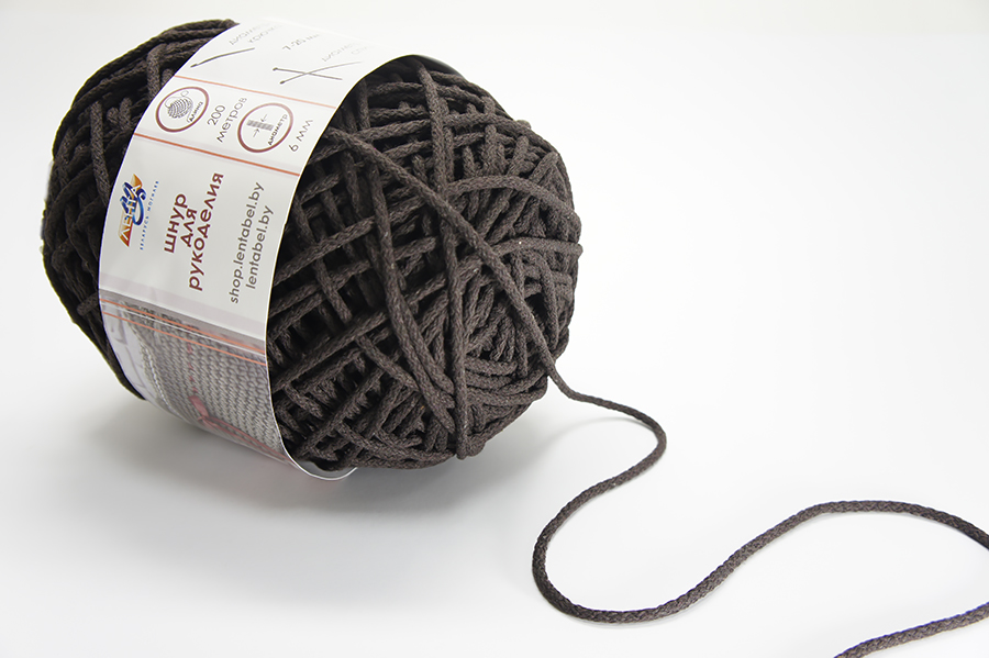 Шнур 6.0 мм для рукоділля Лента коричневий темний