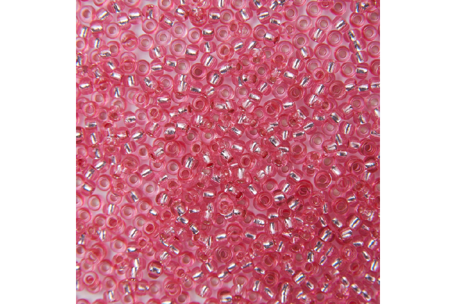 Бісер Preciosa 08275 №10 кришталь срібляста серединка рожевий 2,3 мм
