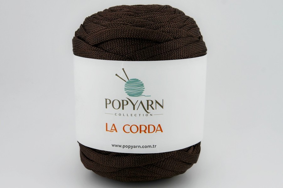 Пряжа POPYARN La Corda шнур поліестер 100% коричневий темний 100м(250гр)