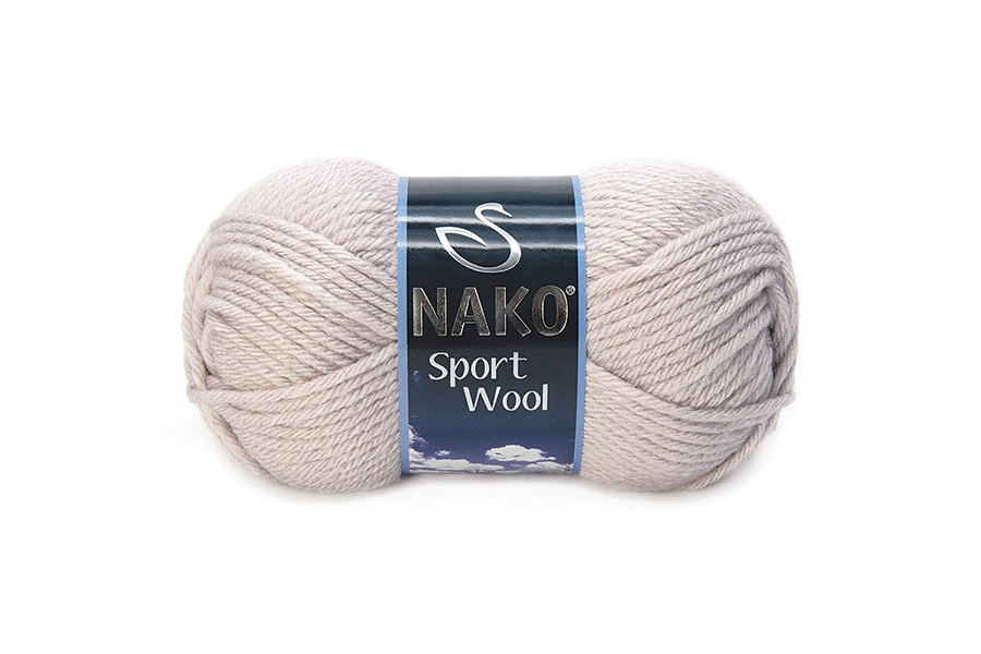 Пряжа NAKO Sport wool вовна 25%, акрил 75% бежевий сірий світлий 120м(100гр) 03079