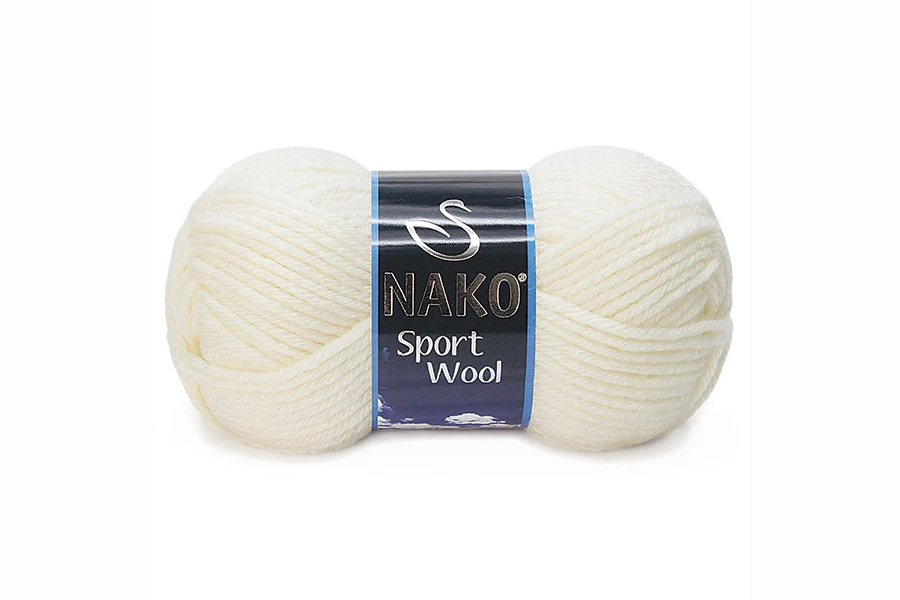 Пряжа NAKO Sport wool вовна 25%, акрил 75% молочний 120м(100гр) 00300