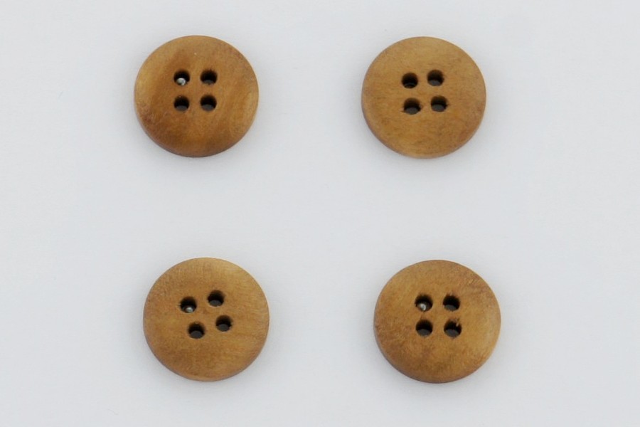 Гудзик 15 мм Mertbutton 4 отвори під дерево бежевий золотистий