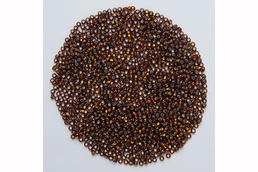 Бісер Preciosa 17110 №10 прозорий срібляста серединка коричневий світлий 2,3 мм