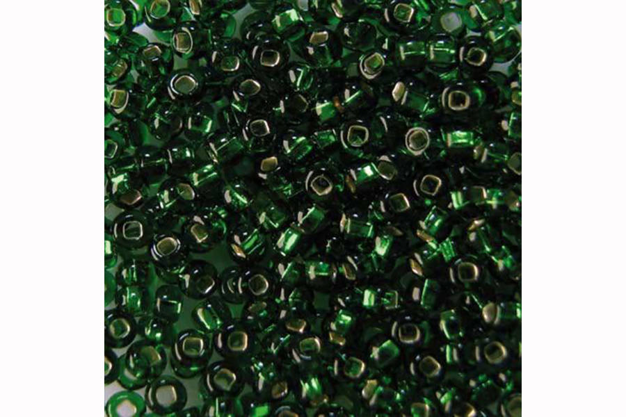 Бісер Preciosa 57120 №10 прозорий срібляста серединка зелений 2,3 мм