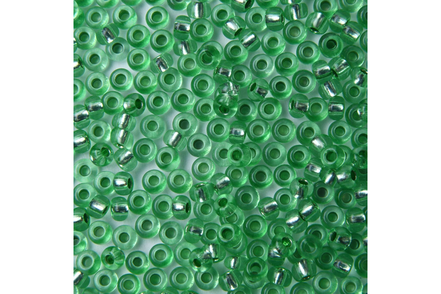 Бісер Preciosa 08256 №10 кришталь срібляста серединка зелений 2,3 мм