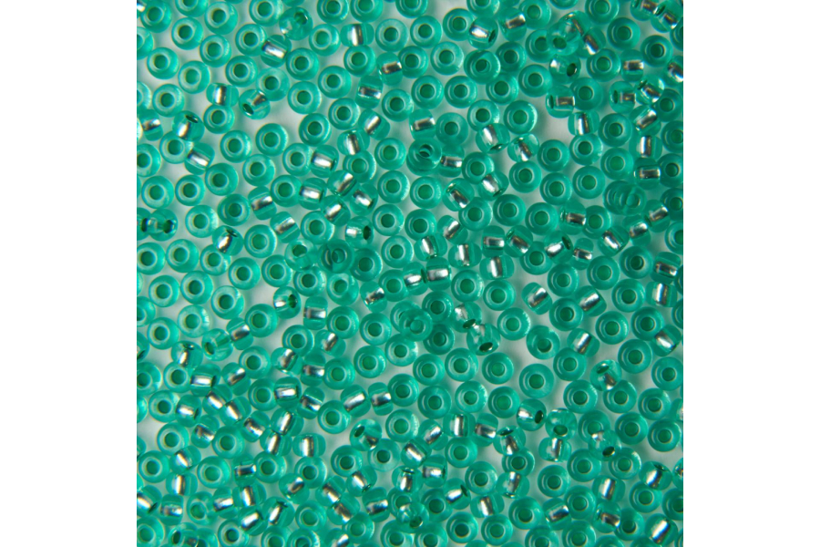 Бісер Preciosa 08258 №10 кришталь срібляста серединка бірюзовий 2,3 мм