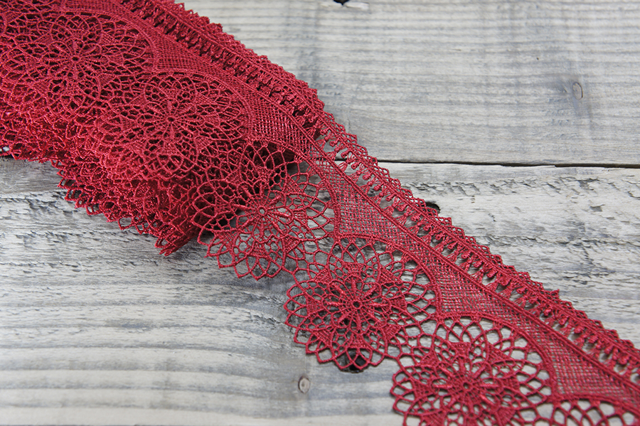 Мереживо гіпюр 80 мм Mertbutton червоний