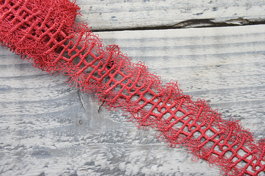 Мереживо гіпюр 50 мм Mertbutton червоний GB120-50-0812