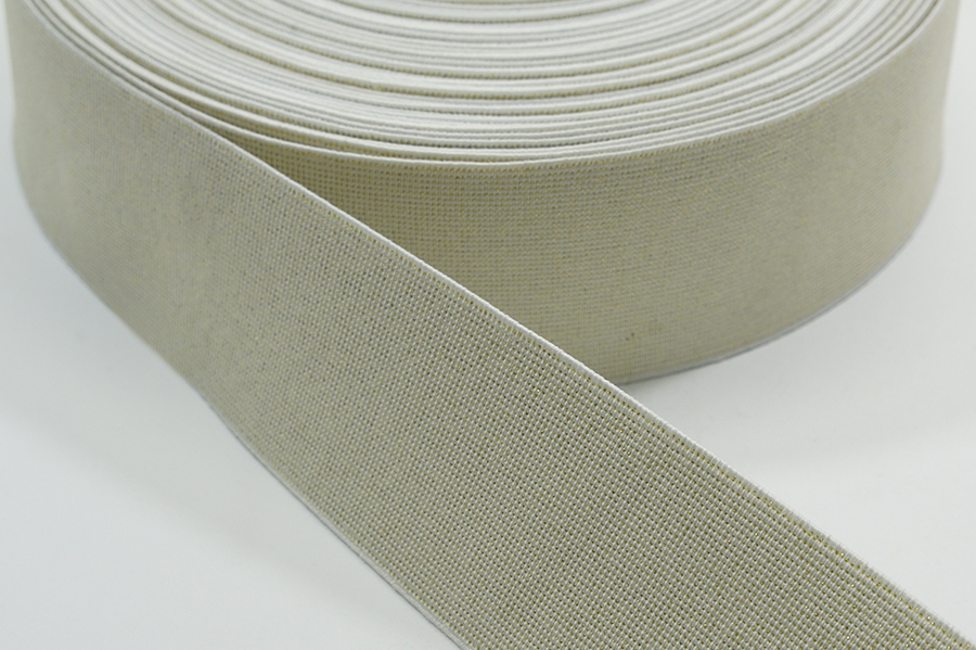 Тасьма еластична 50 мм з люрексом білий