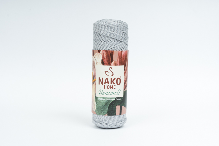Пряжа NAKO Hanimeli шнур бавовна 100% сірий 205м(250гр) 97490 224241-97490