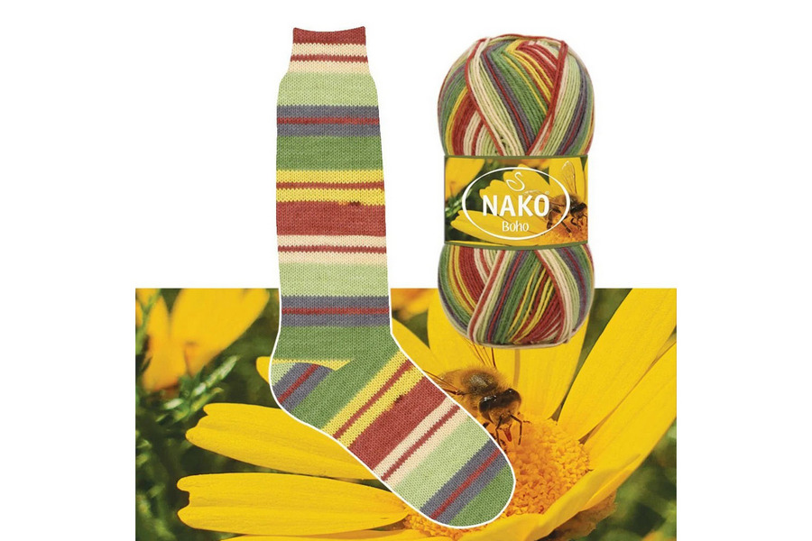 Пряжа NAKO Boho Desen вовна 75%, акрил 25% різнокольоровий 400м(100гр) 223062-82167