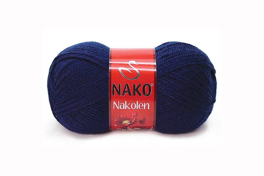 Пряжа NAKO Nakolen вовна 49%, акрил 51% синій темний 210м(100гр)