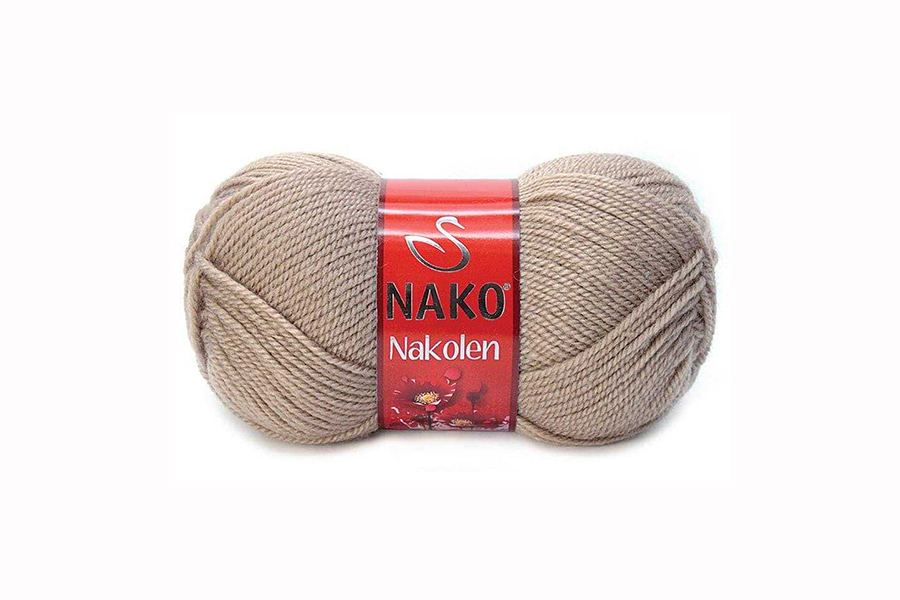 Пряжа NAKO Nakolen вовна 49%, акрил 51% бежевий сірий 210м(100гр) 01199