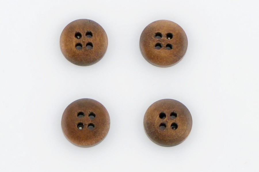 Гудзик 15 мм Mertbutton 4 отвори під дерево коричневий