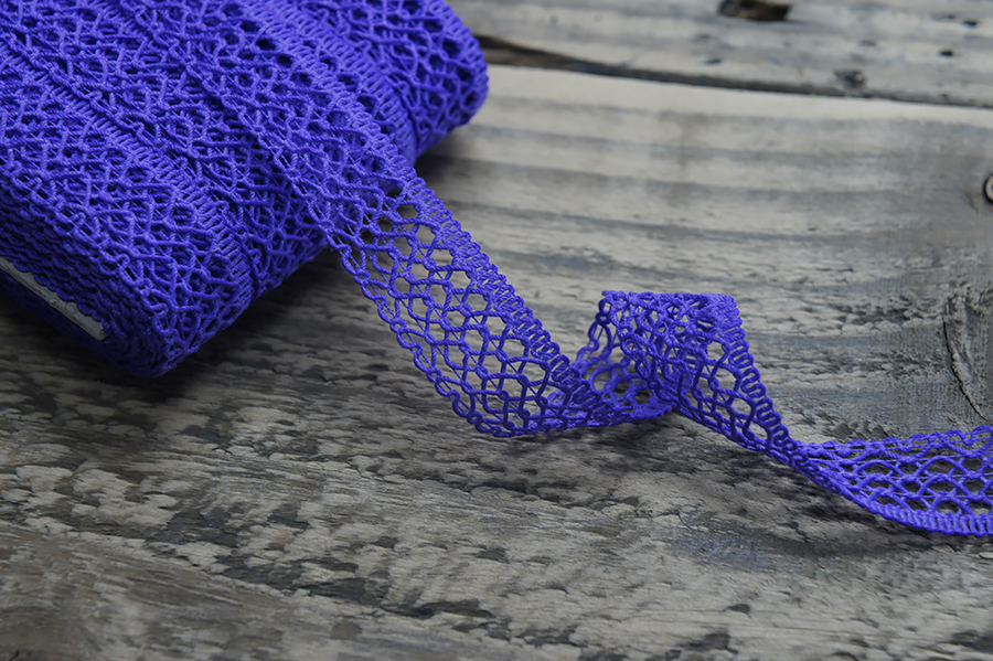 Мереживо бавовна 20 мм Лента бузковий темний