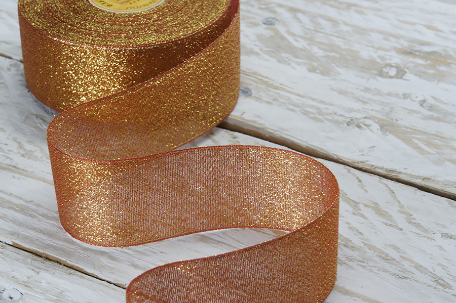 Стрічка люрекс 36 мм MH червоний 6106-3015-36-3336/gold