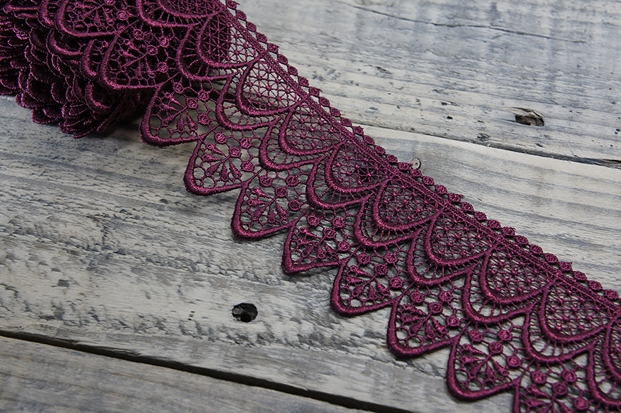 Мереживо гіпюр 70 мм SinemBro бордовий 4G4153-70-0798