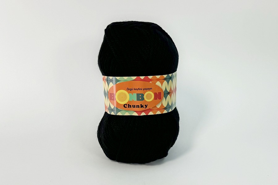 Пряжа NAKO Bonbon chunky акрил 100% чорний 135м(100гр) 98206