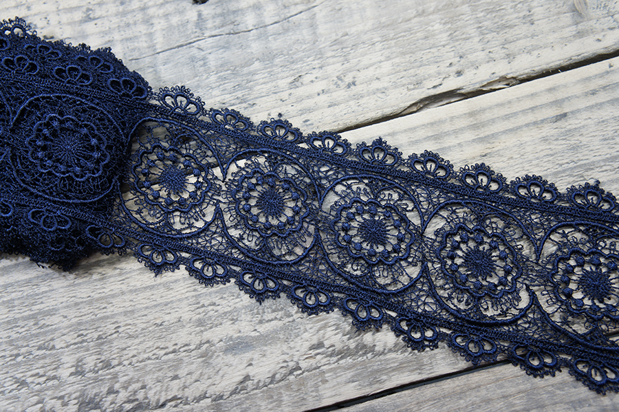 Мереживо гіпюр 110 мм Mertbutton синій темний