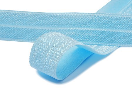 Бейка 15 мм блискуча, еластична блакитний світлий