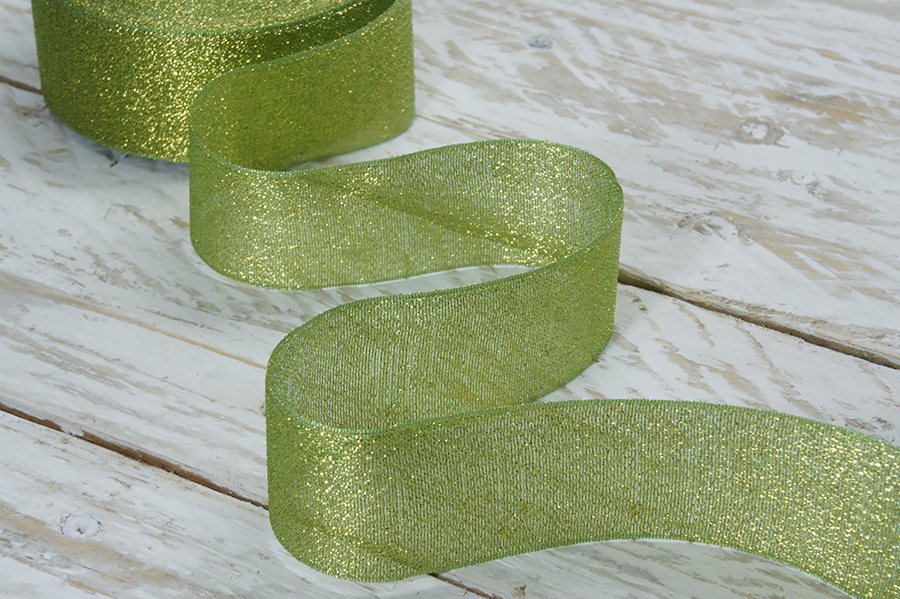 Стрічка люрекс 36 мм MH зелений 6106-3015-36-3362/gold