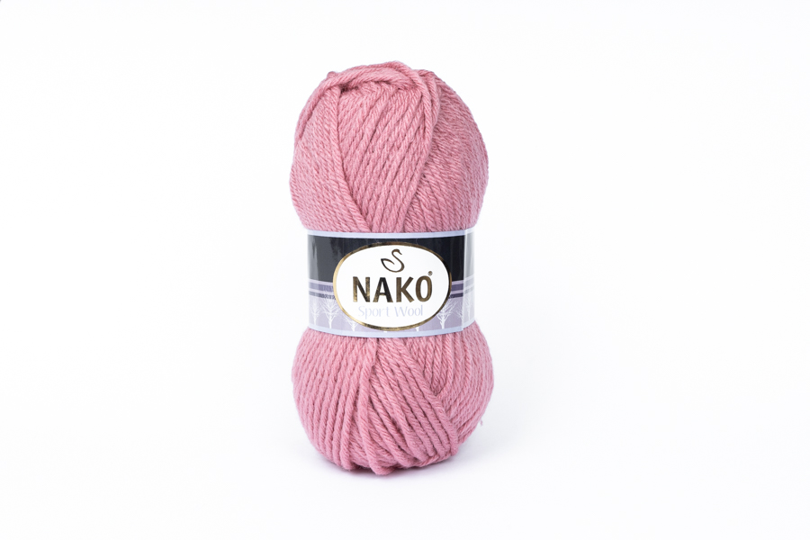 Пряжа NAKO Sport wool вовна 25%, акрил 75% фрезовий рожевий темний 120м(100гр) 02276