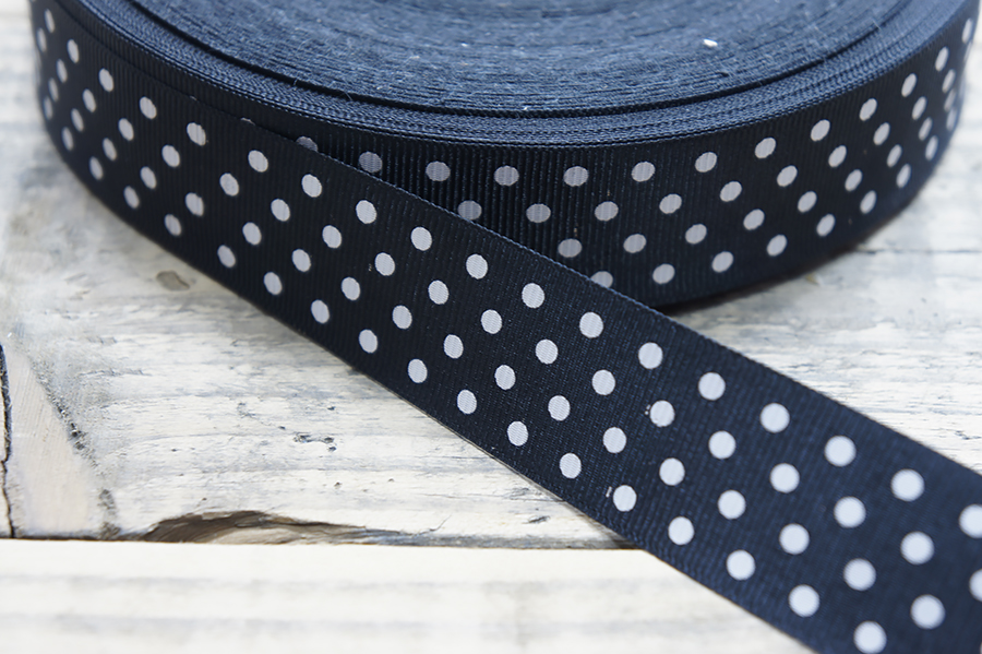 Тасьма 30 мм горошок чорний