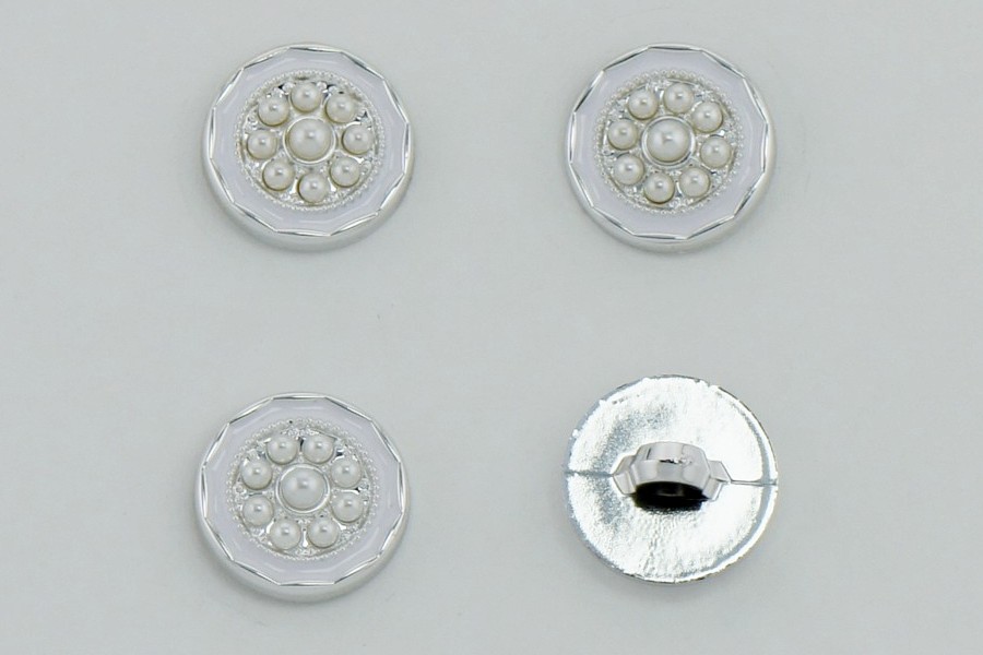 Гудзик на ніжці 18 мм Mertbutton металізований білий КМ-02 KM-02-04-28-999/nik