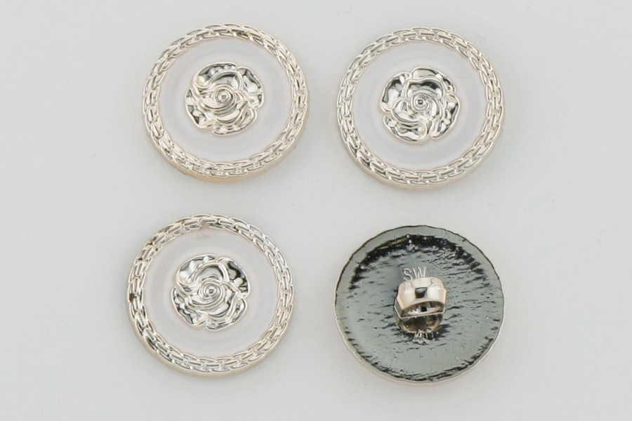 Гудзик на ніжці 25 мм Mertbutton металізований білий